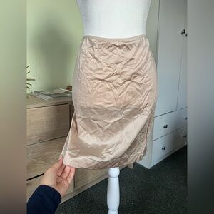Beige Cream Tan Silk Satin Slip Undergarment Mini Short Skirt Lingerie Shapewear